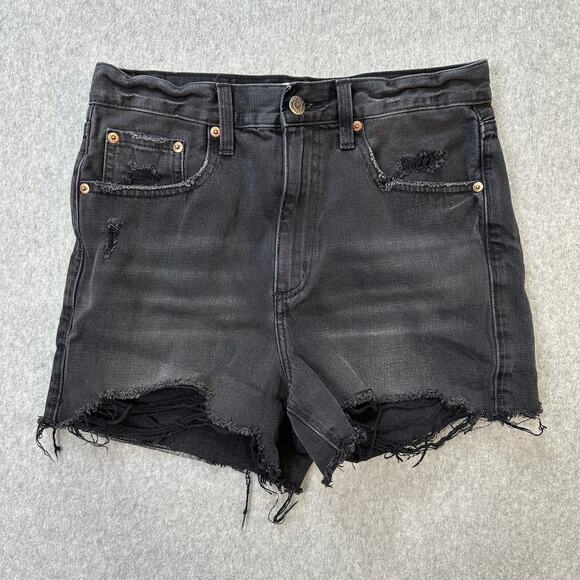 Pistola Denim Short WMNS 27High Rise Cut-Off Distressed Black Straight Zip Fly - Picture 1 of 9